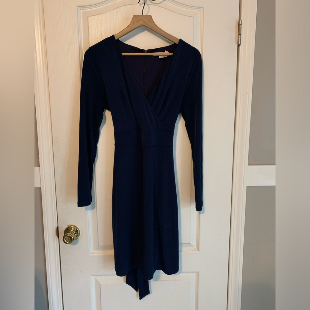 Lark & Ro Navy Blue Faux Wrap Dress